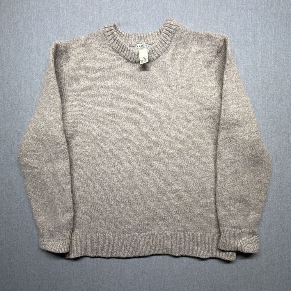 LL Bean 100% Lambs Wool Knit Sweater‎ Men's XXL (Fits XL) Beige